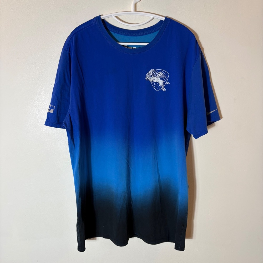 Nike Court Commander Ombre Gradient T-Shirt XL Blue Black Graphic Athletic Tee
